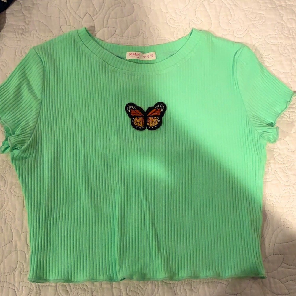 Mint Green Romwe Butterfly Tanktop